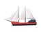 Yacht sailboat or sailing ship, sail boat marine. Cruise travel company. Vector icon