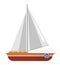 Yacht sailboat or sailing ship, sail boat marine cruise travel vector icon