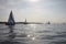 Yacht sailboats sailing on a calm sunny day on the solent