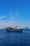 The yacht is sailing in the Adriatic Sea. A sailboat journey along the Croatian coast, Croatia