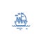 Yacht sailing line icon concept. Yacht sailing flat  vector symbol, sign, outline illustration.