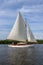 Yacht sailing on the Norfolk Broads - England