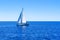 Yacht sailing on opened sea. Sailing  boat in Mediterranean sea