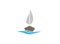 Yacht sailing in the sea with meer for logo