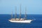 Yacht or sailing tail cruise ship in sea or ocean in Cozumel