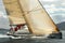 A yacht sailing into the wind in Bodrum.