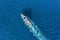 Yacht at the sea. Aerial view of luxury floating ship