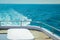 A Yacht at sea table on the deck Rest in a ship for vip persons on water background