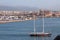 Yacht in seaport water area. Palma-de-Majorca, Spain