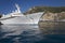 Yacht and seaside view of Monte-Carlo, the Principality of Monaco, Western Europe on the Mediterranean Sea