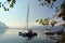 Yacht in small bay on the shores of Lake Geneva