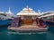 Yacht stern at dock