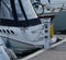 Yacht stern moored on a pontoon