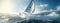 a yacht surging through the waves, wind billowing its sails, as the crew embarks on an exhilarating ocean adventure in a