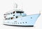 Yacht vector, realistic painted ship with many details, isolated