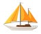 Yacht with Yellow Sails, Water Transport, Sea or Ocean Transportation Vector Illustration