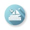 Yachting blue flat design long shadow glyph icon