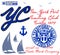 Yachting club; Grunge vector artwork for sportswear