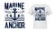 Yachting club t-shirt vector print with anchor