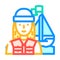 yachting female sport color icon vector illustration