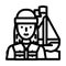 yachting female sport line icon vector illustration