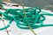 Yachting, green rope on deck of sailboat, details of yacht