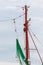 Yachting, many ropes and fishing nets on sailing boat.