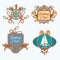Yachting sketch emblems set