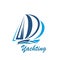 Yachting sport club or yacht travel vector icon