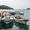 Yachts, Adriatic Sea and Vrsar - beautiful antique city. Coastal town of Vrsar, Istria, Croatia.