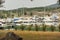 Yachts anchored at the marina.Sailboat harbor, many moored sail yachts in the sea port, modern water transport,summertime vacation