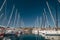 Yachts in the bay docks at Trogir town, Dalmatia, Croatia