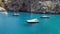 Yachts in beautiful bay with crystal clear water, Sa Calobra, Mallorca, Spain