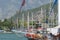 Yachts berth in Fethiye Marina, Mugla, Turkey.