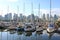 Yachts and boats in False Creek in Vancouver, British Columbia, Canada