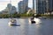 Yachts and boats in False Creek in Vancouver, British Columbia, Canada