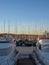 Yachts and boats in the marina of Oslo in winter