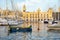 The yachts and boats moored in the harbor in Dockyard creek. Birgu. Malta