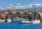 Yachts and boats moored near the Venetian Neoria, Chania, Crete, Greece