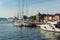 Yachts and boats moored off in marina in Bergen, Norway