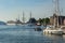 Yachts and boats moored off in marina in Bergen, Norway