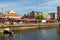 Yachts and boats moored off in marina in Bergen, Norway