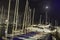 Yachts and boats parked in marina at night,Israel