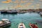 Yachts and boats in picturesque port Mandraki marina, Rhodes, Greece
