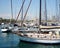 Yachts and catamarans located in the port of Barcelona, Spain.