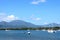 Yachts and catamarans in the marina at anchor. Philippines.