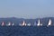 Yachts with colored spinnaker racing in Gocek