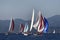 Yachts with colored spinnaker racing in Gocek