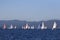 The yachts colored with spinnaker racing in Marmaris