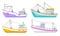 Yachts And Commercial Fishery Ships Vector Illustrated Set